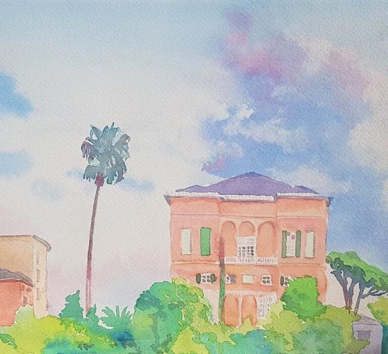 Villa italienne 21X29.7 aquarelle