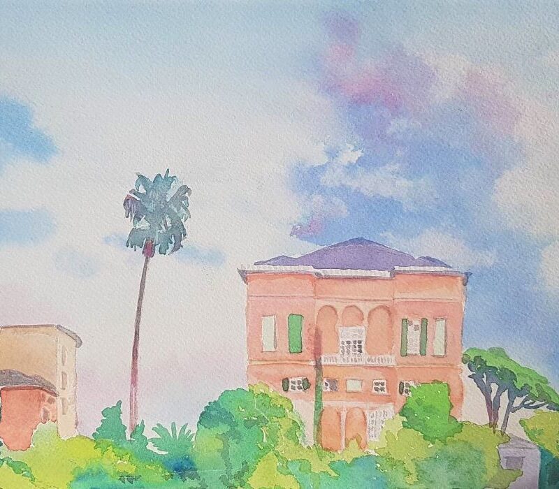 Villa italienne 21X29.7 aquarelle