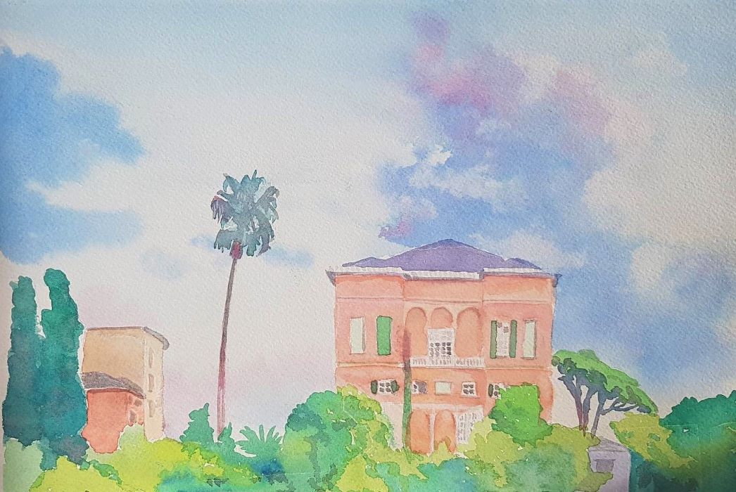 Villa italienne 21X29.7 aquarelle