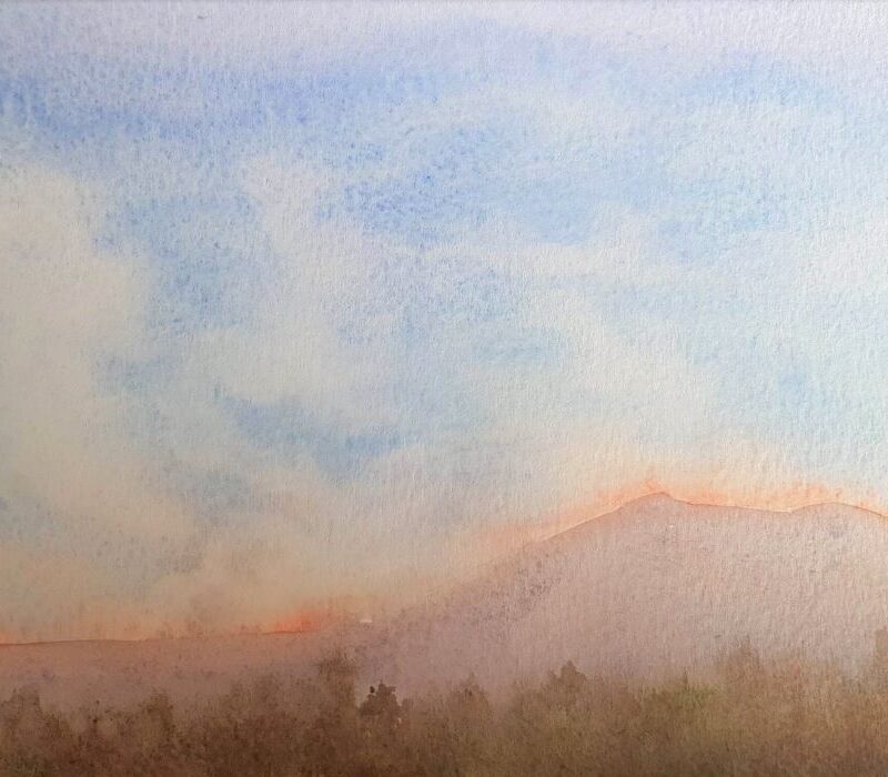 Vue sur la montagne 13.5X19.5 aquarelle