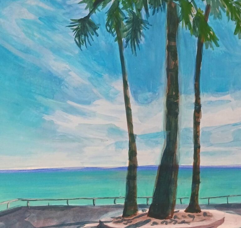 Les Palmiers Acrylique sur papier